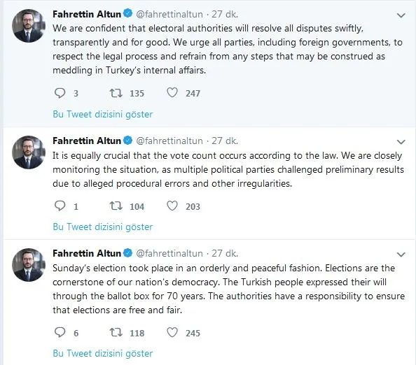 Cumhurbaşkanlığından ABD’ye flaş yerel seçim yanıtı