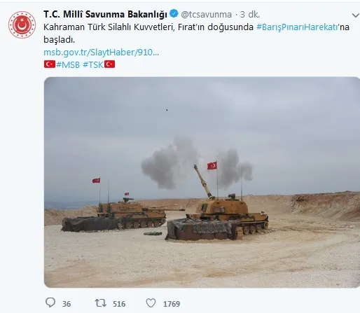 Milli Savunma Bakanlığı’ndan Barış Pınarı Harekatı açıklaması