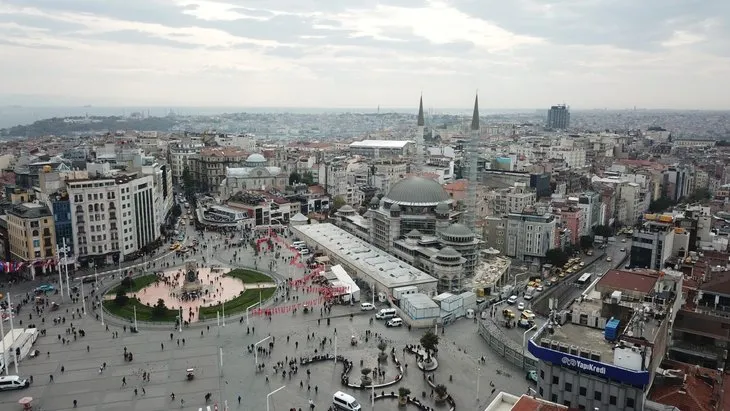 Taksim Camii inşaatındaki son durum havadan böyle görüntülendi