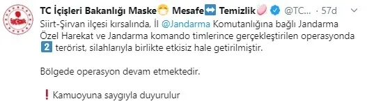 Son dakika: Siirt'te 2 terörist etkisiz hale getirildi! - 1