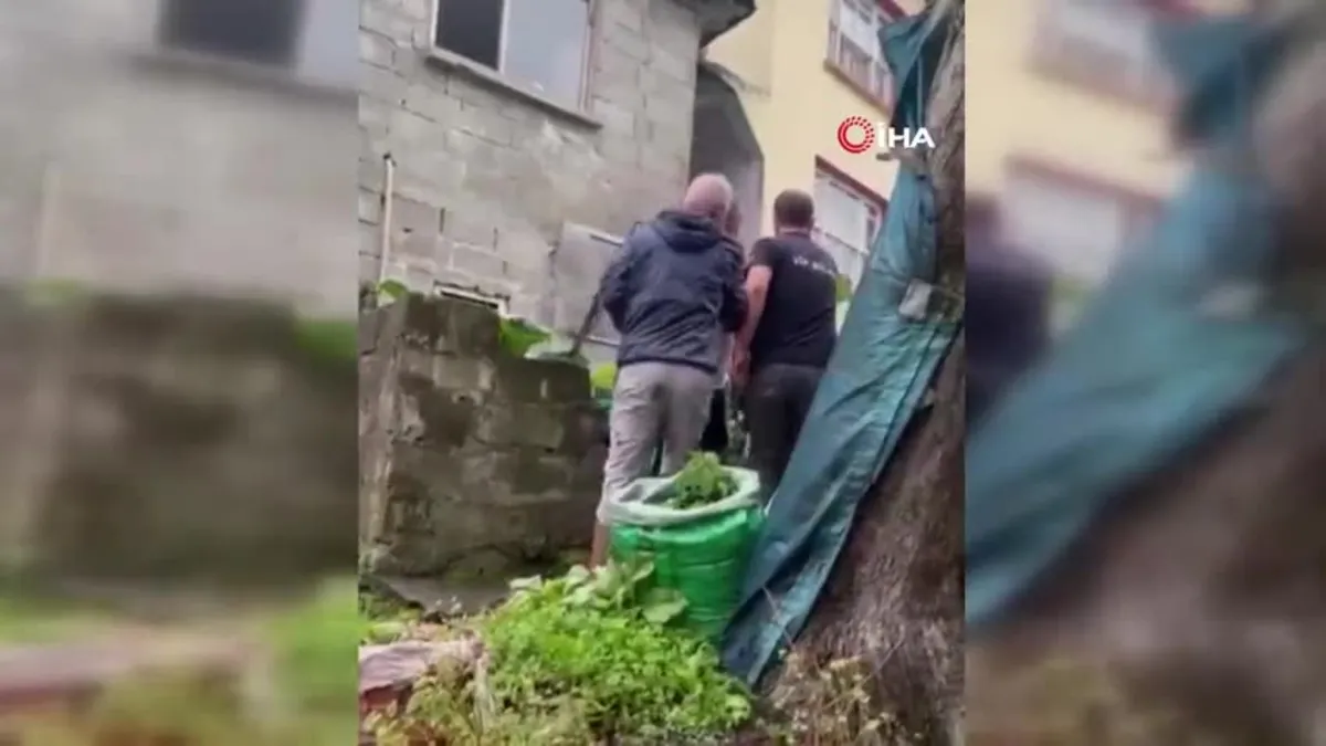 Rize’de vatandaş kurbanlıkla beraber duvardan aşağıya düştü! O anlar kamerada
