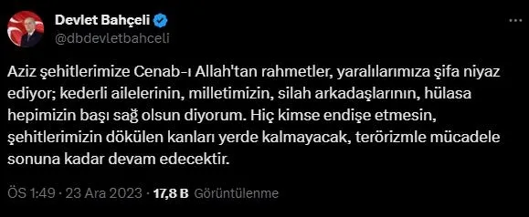 MHP lideri Devlet Bahçeli'den terörle mücadele mesajı - 1