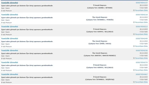 İŞKUR yılın son alımlarını paylaşıyor! İlkokul mezunu 5.234 personel alımı başladı! İşte temizlik görevlisi şartları