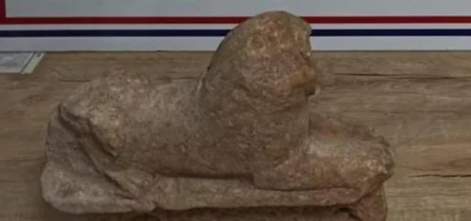 Manisa’da aslan heykeli ele geçirildi
