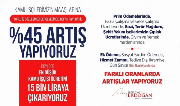 Kamu işçilerinin zammı belli oldu! Müjdeli haberi Başkan Erdoğan açıkladı