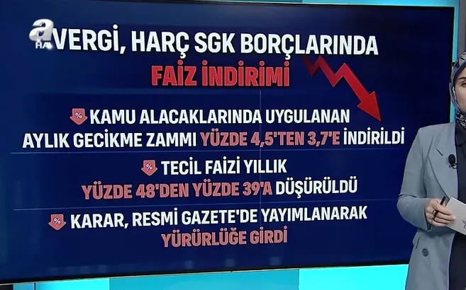 Vergi, SGK ve harç borcunda faiz indirimi