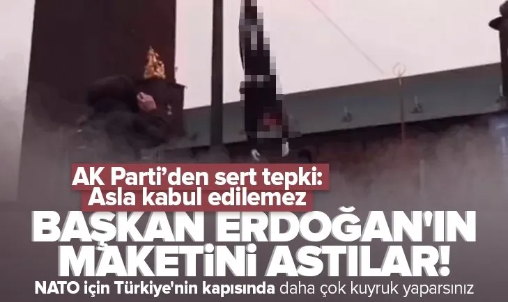 İsveç’in göbeğinde Başkan Erdoğan’ın maketini astılar! Terörle mücadele sözü veren ülkede teröristler at koşturuyor