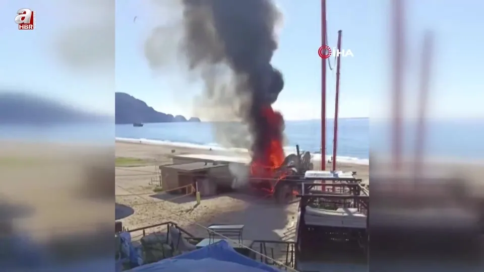 Alanya’da plaj büfesi alev alev yandı