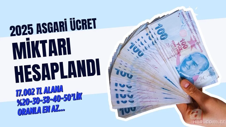 Tek tek açıklandı: İşçiye 2025 asgari ücreti yeniden hesaplandı! 17.002 TL alana %20-30-38-40-50’lik oranla en az… 1