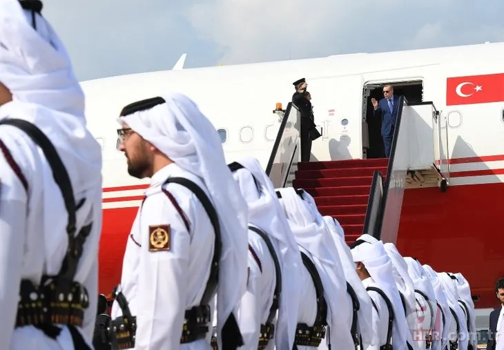 Başkan Erdoğan Katar’a indi! İşte Erdoğan’a yapılan karşılamadan görüntüler