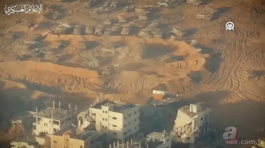 El Kudüs Tugayları Gazze'de katil İsrail'in tankını böyle imha etti! Cephe hattından sıcak görüntüler 13