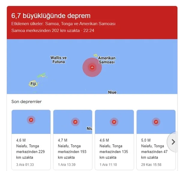 Tonga’da 6.7 büyüklüğünde deprem | SON DAKİKA HABERİ