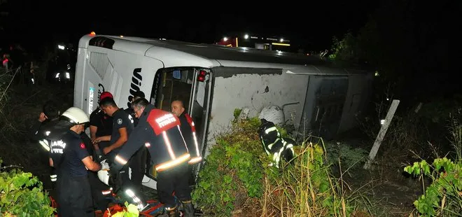 Manisa’da feci kaza! Yolcu otobüsü üzüm bağına uçtu