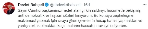 MHP Genel Başkanı Devlet Bahçeli’den Sedef Kabaş’a sert tepki: Anti demokratik ve faşizan sözleri kınıyorum