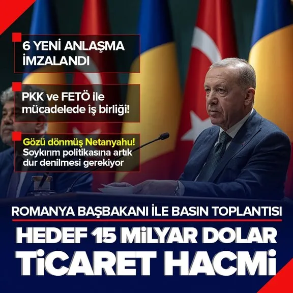 Başkan Erdoğan Romanya Başbakanı Ciolacu ile Ortak Basın Toplantısı’nda açıklamalarda bulundu