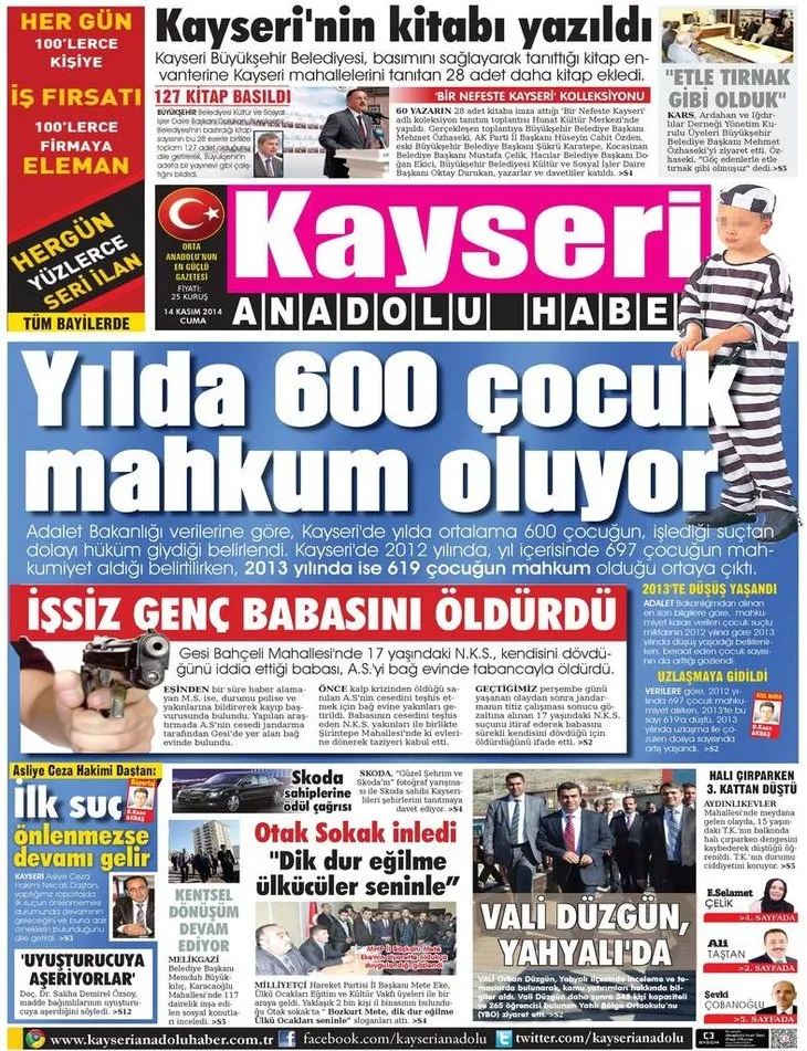 14/11/2014 - Anadolu gazeteleri manşetleri
