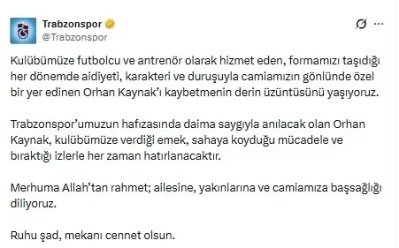 Trabzonspor yardımcı antrenörü Orhan Kaynak'tan acı haber! - 1