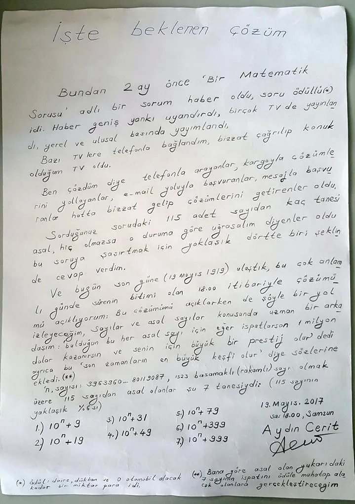 Tüm malvarlığını vereceği matematik sorusunu doğru çözen olmadı - 2