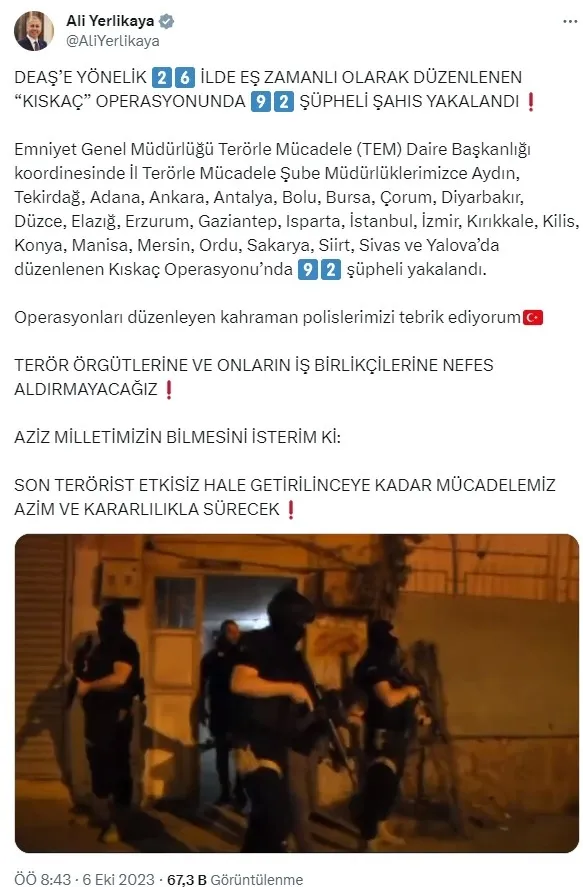 SON DAKİKA | Terör örgütü DEAŞ'a Kıskaç Operasyonu: 92 kişi yakalandı - 1