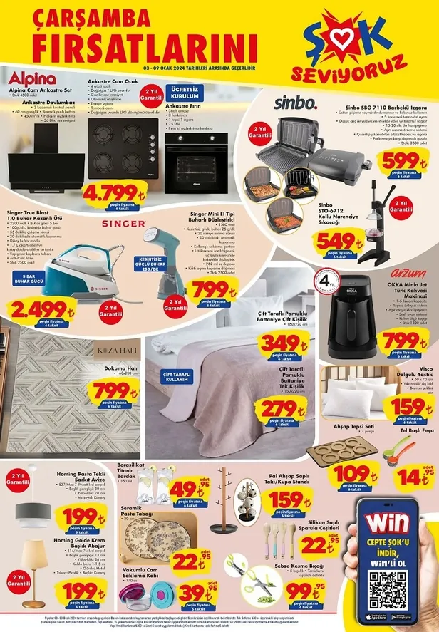 ŞOK 13 Ocak aktüel ürünler kataloğu! ŞOK’ta Singer Tiftik Makinesi 249 TL, Kadın / Erkek Gondol Terlik 64,95 TL, Kadın Uyku Çorabı 27,95 TL’ye satışta