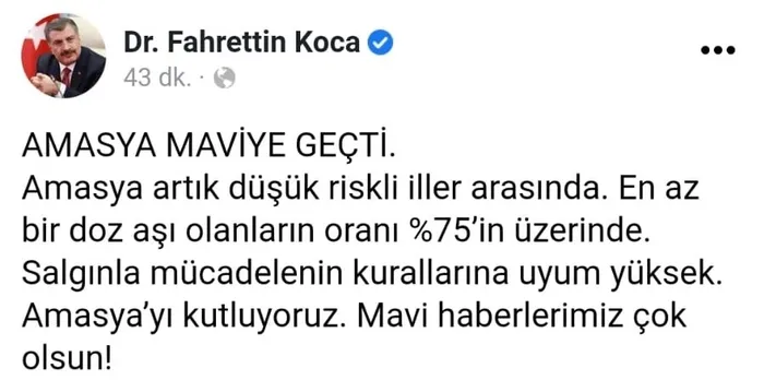 Sağlık Bakanı Fahrettin Koca teşekkür ederek duyurdu! Bir ilimiz daha mavi oldu - 3