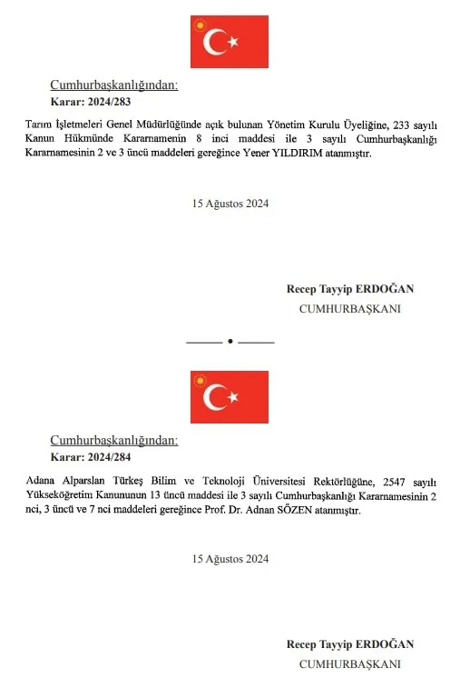 Atama kararları Resmi Gazete'de yayımlandı!