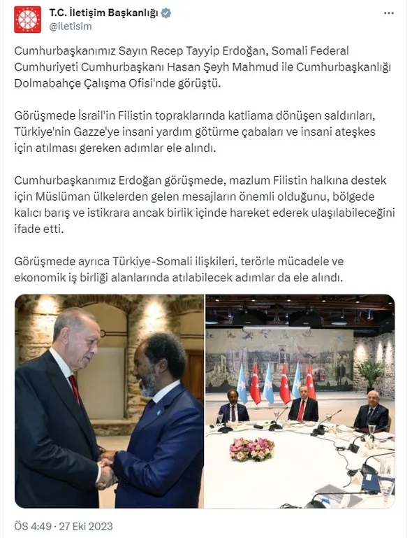 Başkan Erdoğan Somali Cumhurbaşkanı Hasan Şeyh Mahmud ile görüştü! İşte ele alınan konular...
