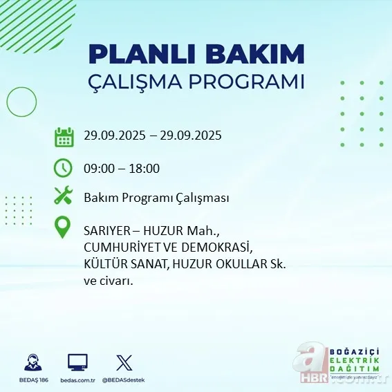 29 EYLÜL İSTANBUL ELEKTRİK KESİNTİSİ: Kesinti hangi ilçelerde olacak, saat kaçta gelecek? 10