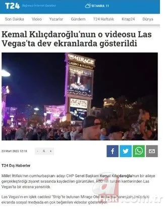 CHP medyası fena trollendi! Kılıçdaroğlu’nun videosu Las Vegas’ta yayınlandı haberi montaj çıktı! Erdoğan kazanacak detayı