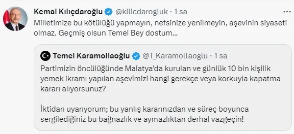 Malatya Valiliğinden Temel Karamollaoğlu’nun Aşevinin Kapatılması Kararı iddiasına yalanlama: Tamamen asılsızdır!