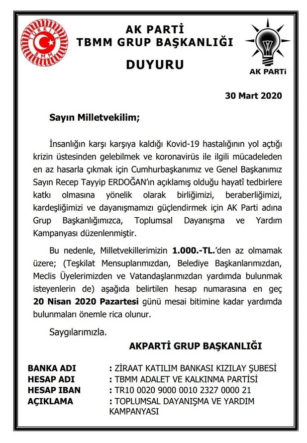 Son dakika: AK Parti’den koronavirüse karşı yardım kampanyası