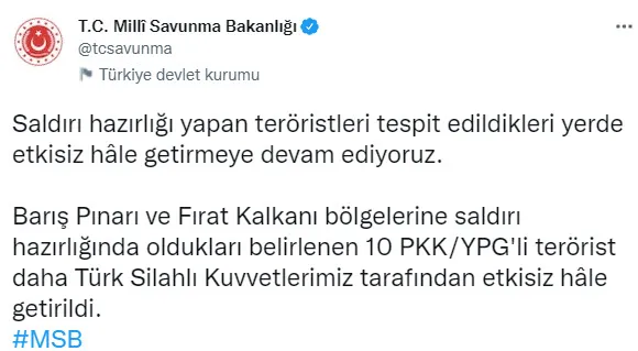 Son dakika: Barış Pınarı ve Fırat Kalkanı bölgelerinde 10 terörist öldürüldü - 3