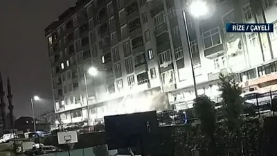 Rize’de sel anı kamerada