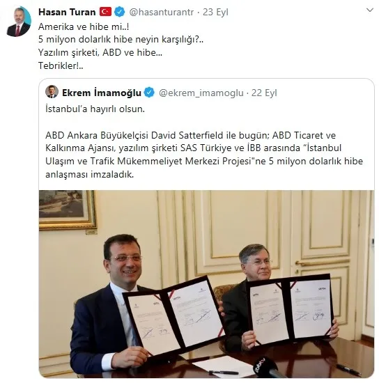 AK Parti’den CHP’li Ekrem İmamoğlu’na kritik soru! Amerika ve hibe mi? 5 milyon dolarlık hibe neyin karşılığı?