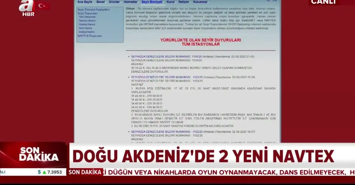 Doğu Akdeniz'de 2 yeni Navtex