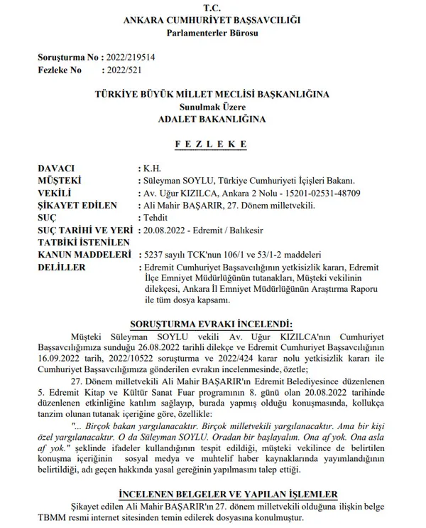 AK Parti ve bakanları tehdit eden CHP’li vekil Ali Mahir Başarır hakkında fezleke hazırlandı