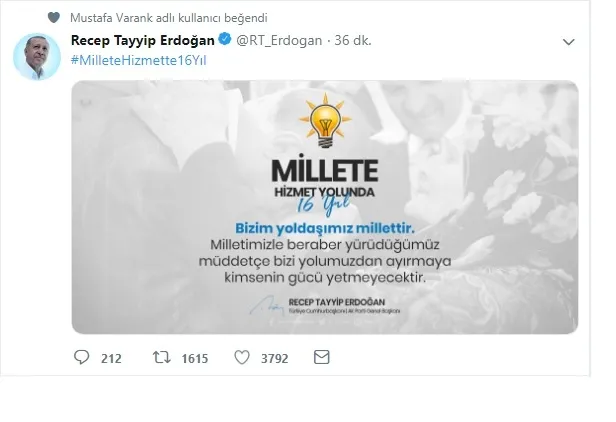 Başkan Erdoğan’dan 3 Kasım mesajı