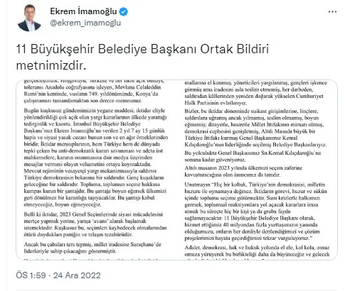 Saraçhane şovu sonrası Meral Akşener’e bir darbe daha! CHP’li 11 büyükşehir belediye başkanından ortak bildiri: Kılıçdaroğlu’na sonuna kadar güveniyoruz