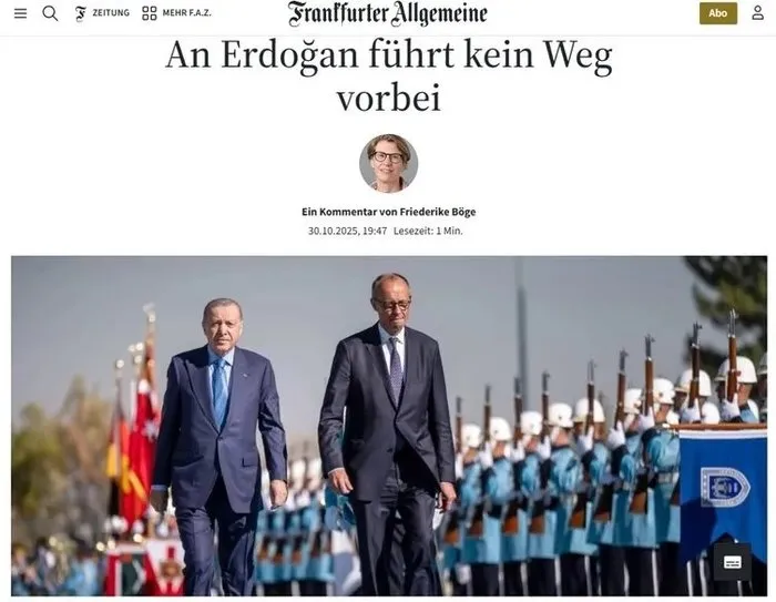 Frankfurter Allgemeine Zeitung'in manşeti (Ekran görüntüsü)