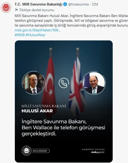 SON DAKİKA! Bakan Hulusi Akar, Halid Ammar el-Mişri ve İngiliz mevkidaşı Ben Wallace ile görüştü
