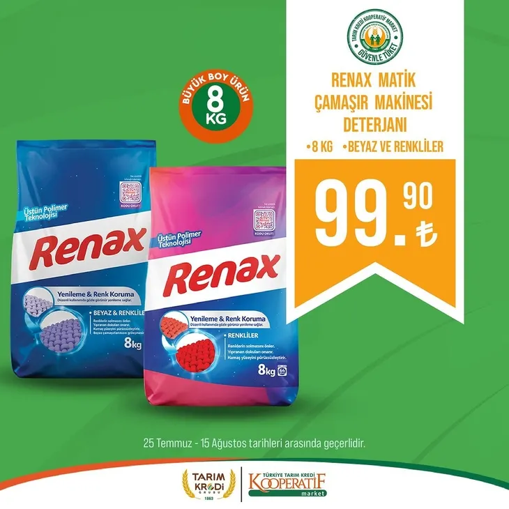 Tarım Kredi Market indirimlerinde son 6 gün! Katalogda yok yok! Çamaşır deterjanı 99.90, Ayçiçek yağı 36.90, Süzme peynir 64.90, zeytin 57.90 TL...