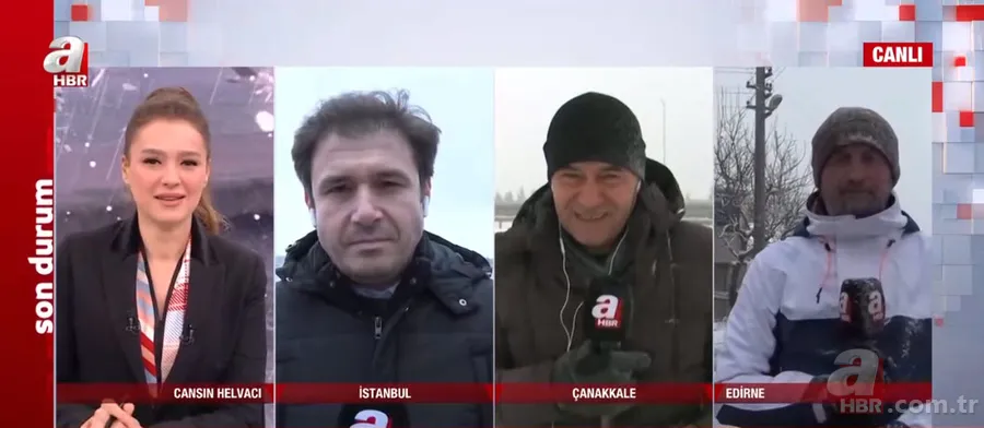 Çanakkale'de yoğun kar ve tipi! Buz pistine dönen yolda zorlu yayın... A Haber muhabiri Tayfun Er son durumu aktardı 1