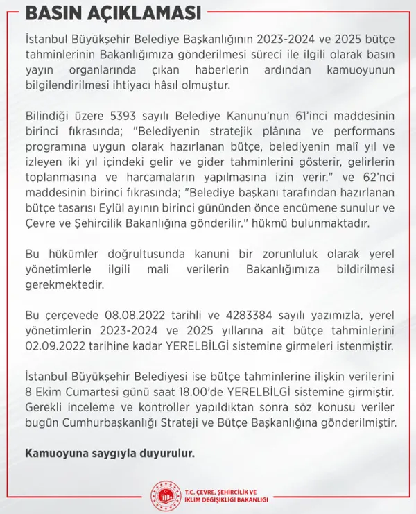 1665406718218.jpg İBB bütçe tahmin raporunu geç gönderdi! Çevre Şehircilik ve İklim Değişikliği Bakanlığı detayları açıkladı - 4