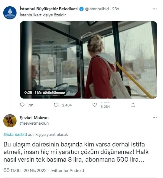 İBB’nin İstanbulkart reklam filmi sosyal medyada tepkiye neden oldu: İmamoğlu yüksek ulaşım ücretlerine çözüm bulacağına reklamlara para veriyor