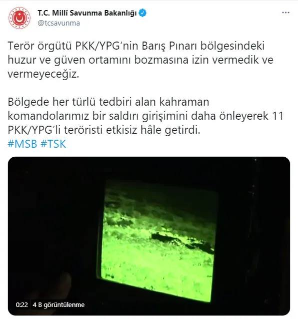 Son dakika | MSB duyurdu: 11 PKK/YPG’li terörist etkisiz hale getirildi - 1