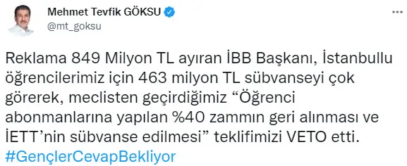 İBB Başkanı Ekrem İmamoğlu öğrenci ulaşım indirimini veto etti