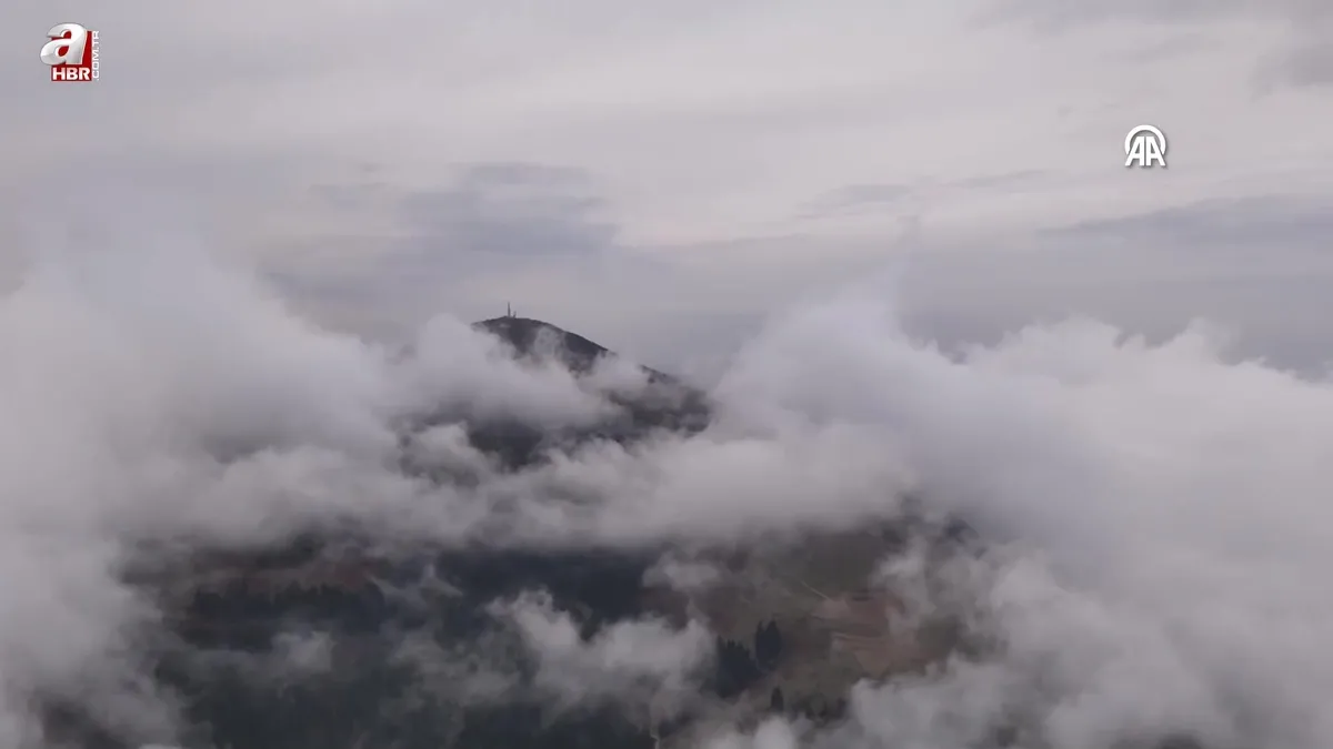 1.650 rakımlı Dürtmen Dağı’ndaki sis denizi dronla görüntülendi