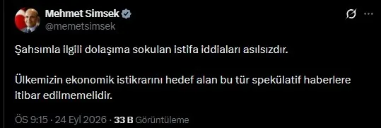 bakan-mehmet-simsekten-istifa-iddialarina-yanit-asilsizdir-1790274274921.jpeg Hazine ve Maliye Bakanı Mehmet Şimşek'ten istifa iddialarına net yanıt: Bu tür spekülatif haberlere itibar edilmemeli - 1