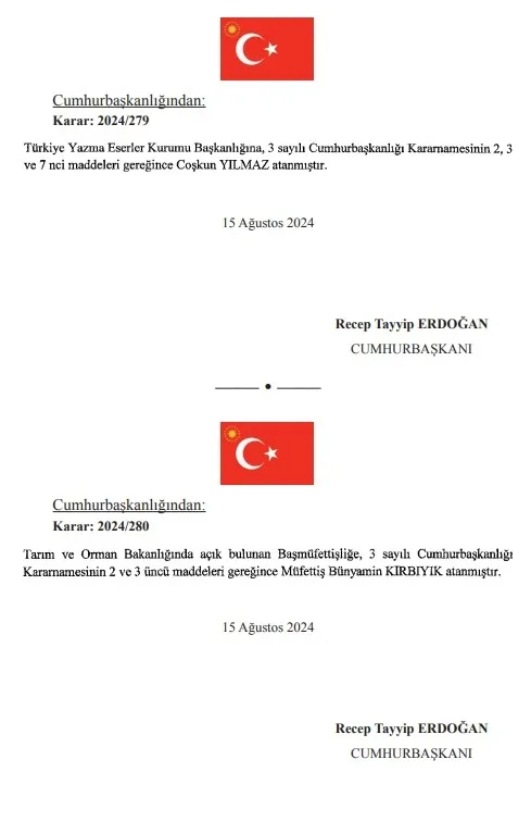 Atama kararları Resmi Gazete'de yayımlandı!