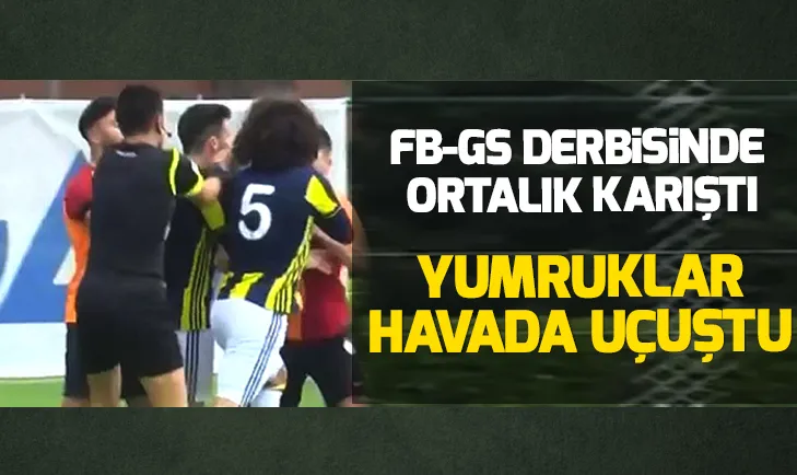 Fenerbahçe - Galatasaray derbisinde gençler birbirine girdi yumruklar konuştu!